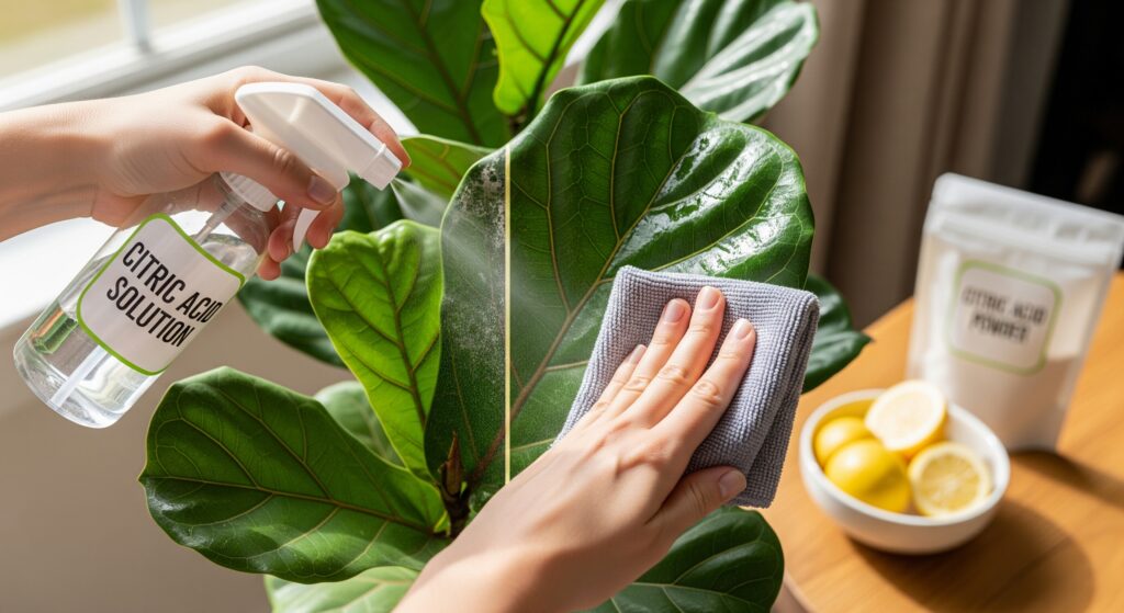 観葉植物の葉っぱのツヤ出しとクエン酸